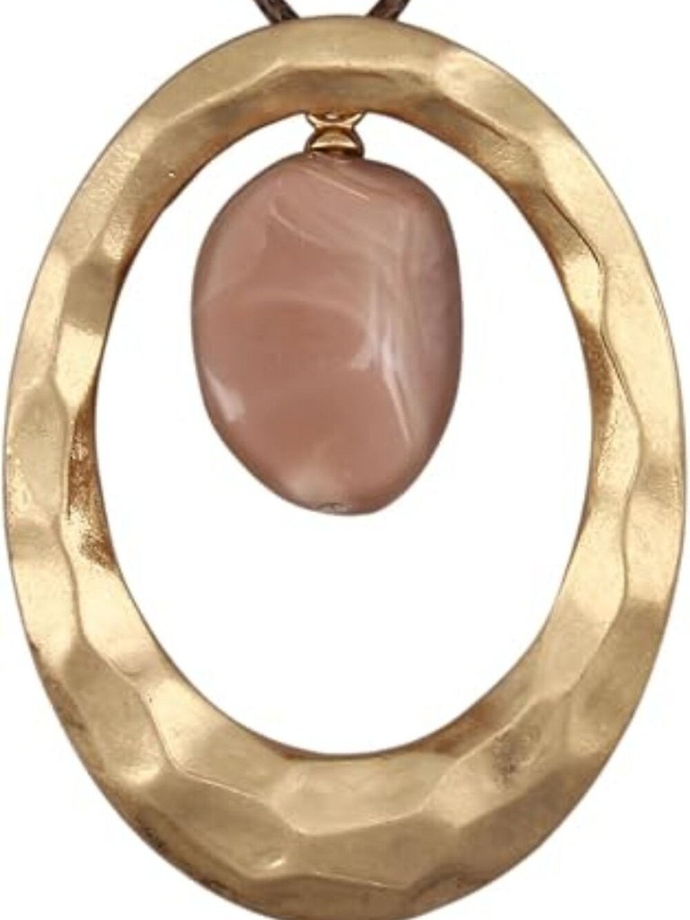 Women's Boho Gold Abstract Hoop Pendant Necklace Turquoise Bead Cord Choker